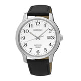 SEIKO GENERAL SGEH69P1 ANALOG MEN'S BLACK LEATHER STRAP WATCH - H2 Hub Watches