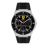 FERRARI ASPIRE ANALOG QUARTZ SILVER STAINLESS STEEL 0830537 BLACK SILICONE STRAP MEN'S WATCH - H2 Hub Watches