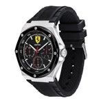 FERRARI ASPIRE ANALOG QUARTZ SILVER STAINLESS STEEL 0830537 BLACK SILICONE STRAP MEN'S WATCH - H2 Hub Watches