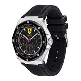 FERRARI ASPIRE ANALOG QUARTZ SILVER STAINLESS STEEL 0830537 BLACK SILICONE STRAP MEN'S WATCH - H2 Hub Watches