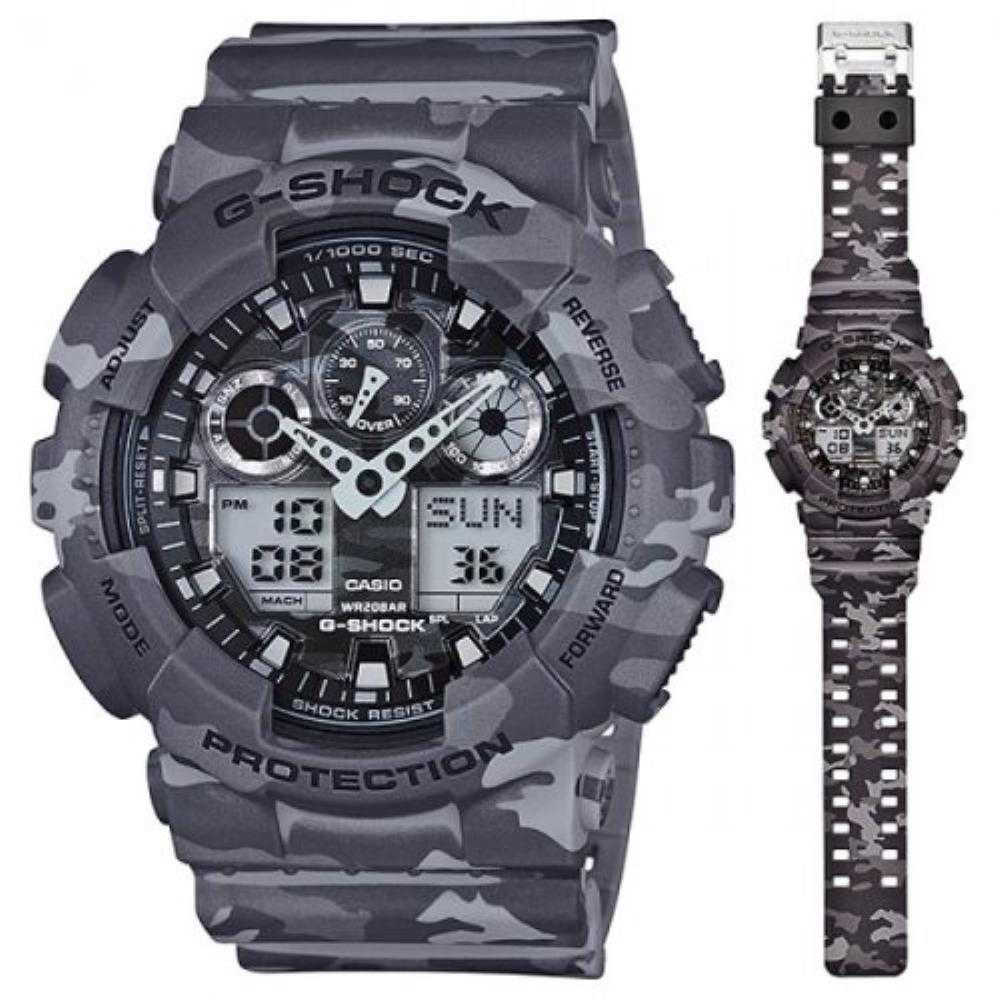 CASIO G-SHOCK GA-100CM-8ADR DIGITAL QUARTZ GREY CAMO RESIN MEN'S WATCH - H2 Hub Watches