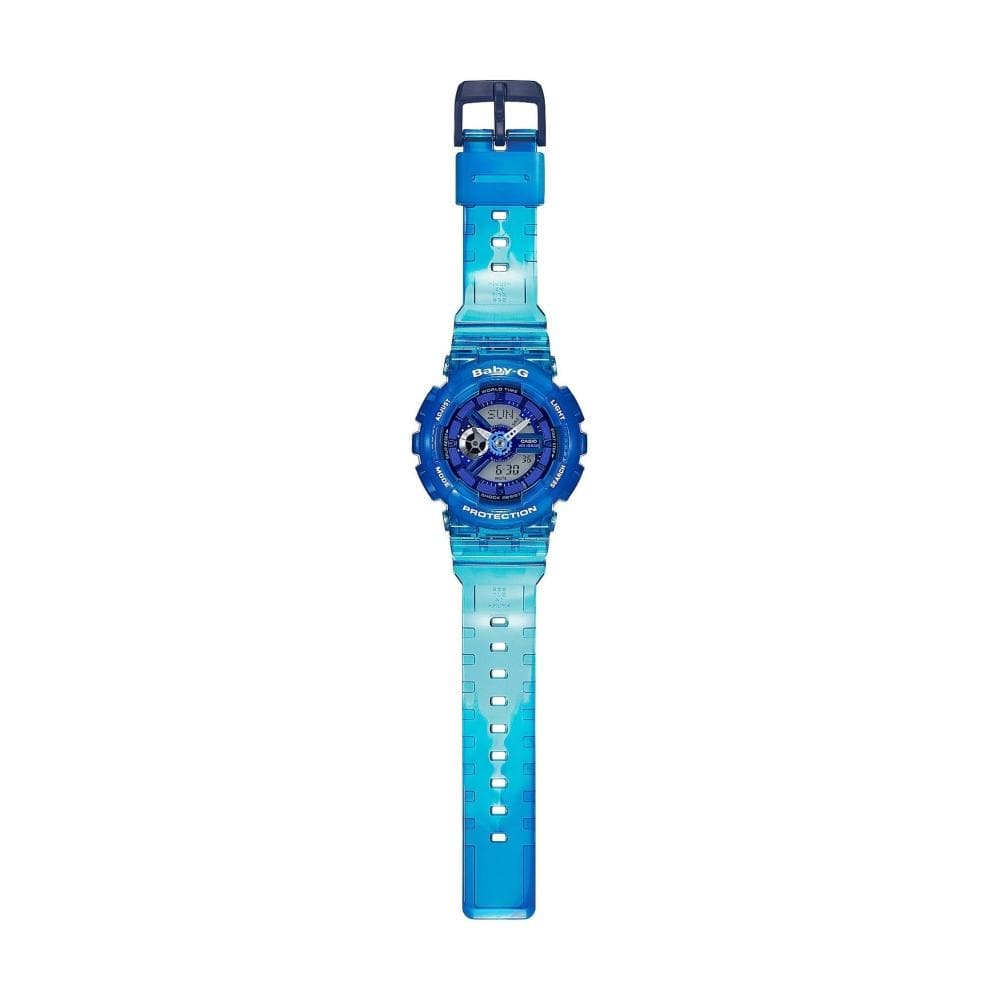 CASIO BABY-G BA-110JM-2ADR DIGITAL QUARTZ BLUE TRANSPARENT RESIN WOMEN'S WATCH - H2 Hub Watches