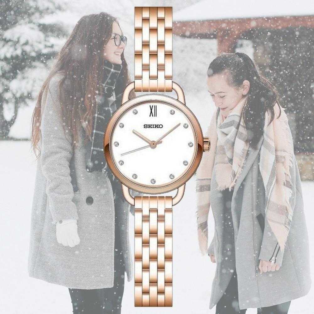 SEIKO GENERAL SUR698P1 ANALOG STAINLESS STEEL WOMEN'S ROSE GOLD WATCH - H2 Hub Watches