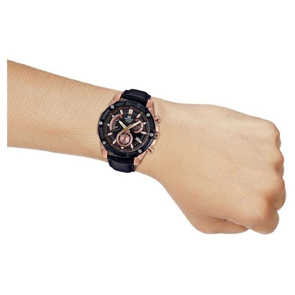 CASIO EDIFICE EFR-559BGL-1AVUDF CHRONOGRAPH BLACK LEATHER STRAP MEN'S WATCH - H2 Hub Watches