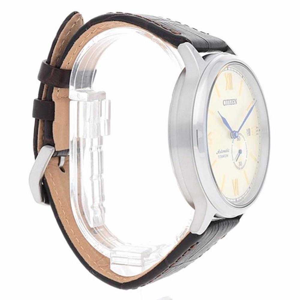 CITIZEN NJ0090-13P AUTOMATIC TITANIUM BROWN LEATHER STRAP MEN'S WATCH - H2 Hub Watches