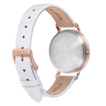 CITIZEN EM0579-14A ECO-DRIVE ROSE GOLD STAINLESS STEEL WHITE LEATHER STRAP WOMEN'S WATCH - H2 Hub Watches