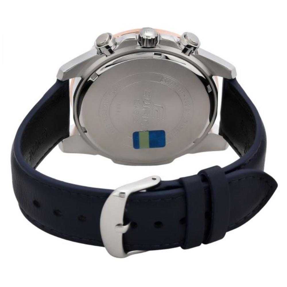 CASIO EDIFICE EFR-559GL-7AVUDF CHRONOGRAPH TWO TONE STAINLESS STEEL BLUE LEATHER STRAP MEN'S WATCH - H2 Hub Watches
