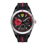 FERRARI REDREV T ANALOG QUARTZ SILVER STAINLESS STEEL 0830254 BLACK PLASTIC STRAP MEN'S WATCH - H2 Hub Watches