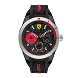 FERRARI REDREV T ANALOG QUARTZ SILVER STAINLESS STEEL 0830254 BLACK PLASTIC STRAP MEN'S WATCH - H2 Hub Watches