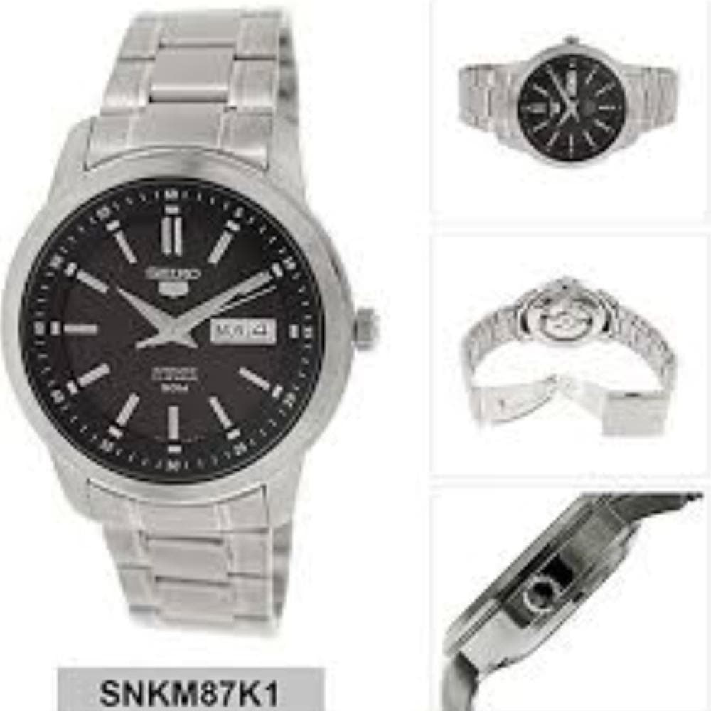 SEIKO 5 SNKM87K1 SILVER STAINLESS STEEL MEN'S WATCH - H2 Hub Watches