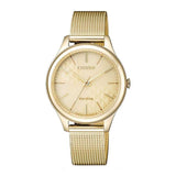 CITIZEN EM0502-86P ECO-DRIVE GOLD STAINLESS STEEL WOMEN'S WATCH - H2 Hub Watches