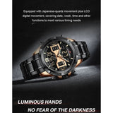 NAVIFORCE NF9201 RG/B  STAINLESS STEEL DUAL TIME ROSE BLACK MEN'S WATCH