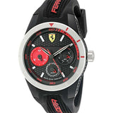FERRARI REDREV T ANALOG QUARTZ SILVER STAINLESS STEEL 0830254 BLACK PLASTIC STRAP MEN'S WATCH - H2 Hub Watches