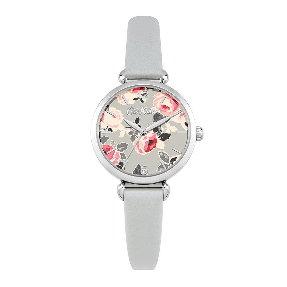 CATH KIDSTON QUARTZ PAPER ROSE SILVER ALLOY CKL047ES GREY LEATHER STRAP LADIES WATCH - H2 Hub Watches