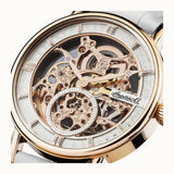 INGERSOLL HERALD AUTOMATIC I00404B ROSE GOLD ROUND WHITE LEATHER STRAP MEN'S WATCH