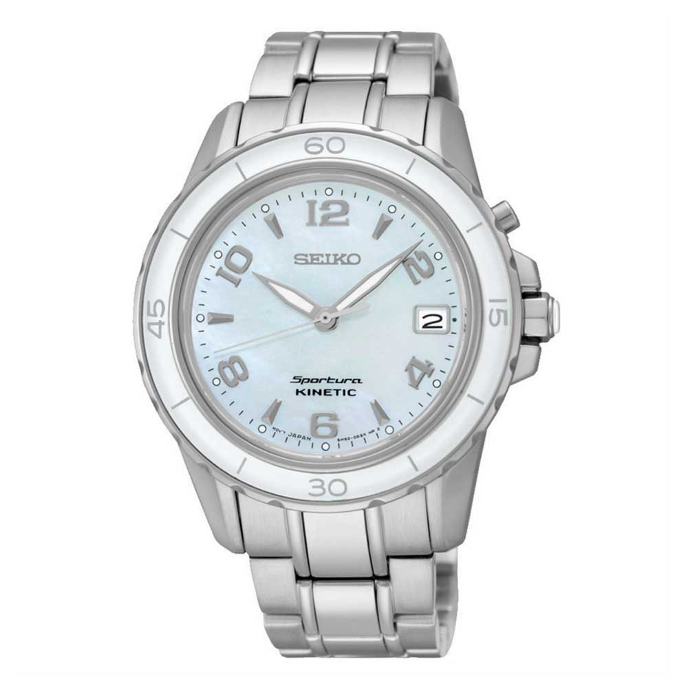 SEIKO GENERAL SPORTURA KINETIC SKA879P1 STAINLESS STEEL WOMEN'S SILVER WATCH - H2 Hub Watches