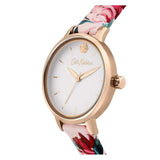 CATH KIDSTON QUARTZ PAINTBOX FLOWERS ROSE GOLD ALLOY CKL064PRG PINK LEATHER STRAP LADIES WATCH - H2 Hub Watches
