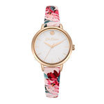 CATH KIDSTON QUARTZ PAINTBOX FLOWERS ROSE GOLD ALLOY CKL064PRG PINK LEATHER STRAP LADIES WATCH - H2 Hub Watches