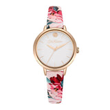 CATH KIDSTON QUARTZ PAINTBOX FLOWERS ROSE GOLD ALLOY CKL064PRG PINK LEATHER STRAP LADIES WATCH - H2 Hub Watches