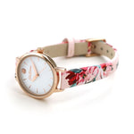 CATH KIDSTON QUARTZ PAINTBOX FLOWERS ROSE GOLD ALLOY CKL064PRG PINK LEATHER STRAP LADIES WATCH - H2 Hub Watches