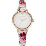 CATH KIDSTON QUARTZ PAINTBOX FLOWERS ROSE GOLD ALLOY CKL064PRG PINK LEATHER STRAP LADIES WATCH - H2 Hub Watches