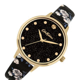 CATH KIDSTON QUARTZ GLITTERY ISLAND GOLD ALLOY CKL056BG BLACK PU STRAP LADIES WATCH - H2 Hub Watches