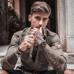 ARIES GOLD AUTOMATIC ESCALATE BLACK STAINLESS STEEL G 9017 BK-BK BROWN LEATHER STRAP MEN'S WATCH - H2 Hub Watches