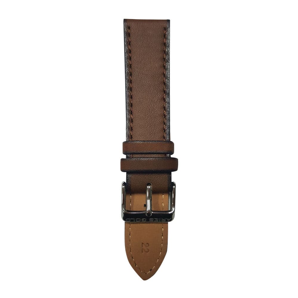 ARIES GOLD CEDAR BROWN AG-L0023 SILVER BUCKLE LEATHER STRAP - H2 Hub Watches