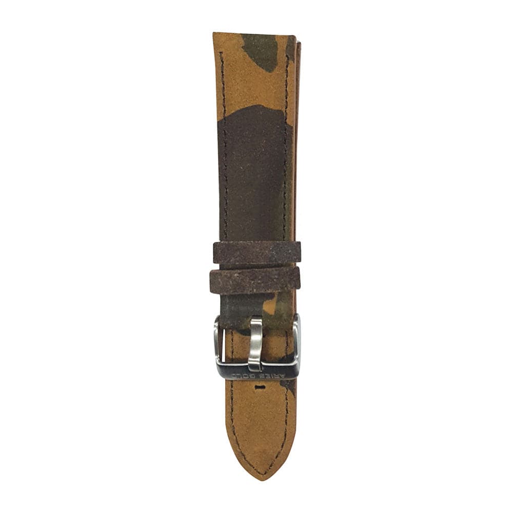 ARIES GOLD CAMO BROWN AG-L0030 SILVER BUCKLE LEATHER STRAP - H2 Hub Watches