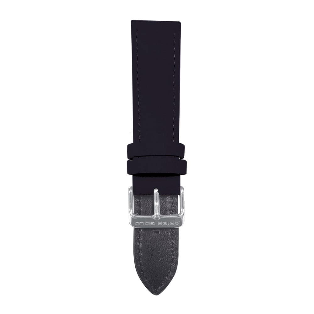 ARIES GOLD BLACK CRAZY HORSE AG-L0032 SILVER BUCKLE BLACK LEATHER STRAP - H2 Hub Watches