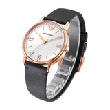 EMPORIO ARMANI AR11011 BLACK LEATHER STRAP MEN'S WATCH - H2 Hub Watches