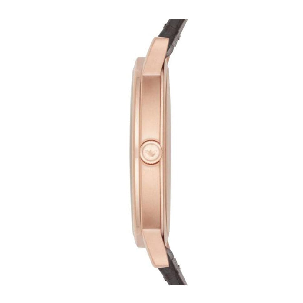 EMPORIO ARMANI AR11011 BLACK LEATHER STRAP MEN'S WATCH - H2 Hub Watches