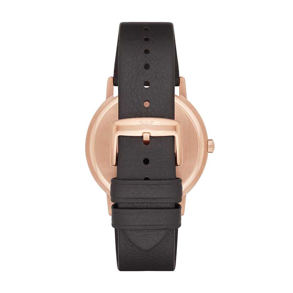 EMPORIO ARMANI AR11011 BLACK LEATHER STRAP MEN'S WATCH - H2 Hub Watches