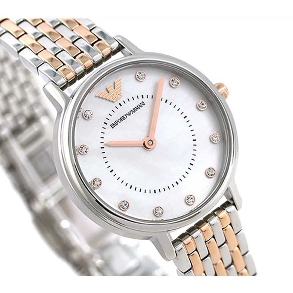 EMPORIO ARMANI ANALOG QUARTZ TWO TONE STAINLESS STEEL AR11094 WOMEN'S WATCH - H2 Hub Watches