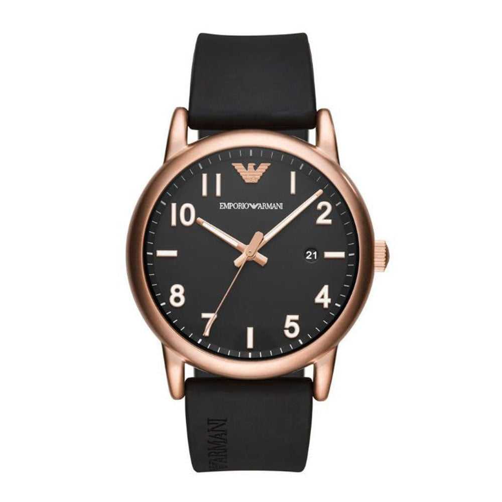 EMPORIO ARMANI AR11097 BLACK RUBBER STRAP MEN'S WATCH - H2 Hub Watches