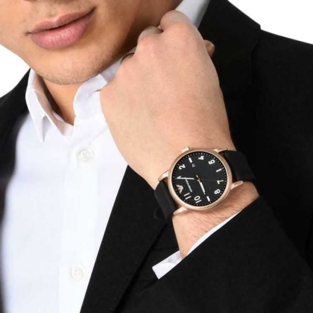 EMPORIO ARMANI AR11097 BLACK RUBBER STRAP MEN'S WATCH - H2 Hub Watches