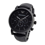 EMPORIO ARMANI CHRONOGRAPH BLACK STAINLESS STEEL AR1970 LEATHER STRAP MEN'S WATCH - H2 Hub Watches