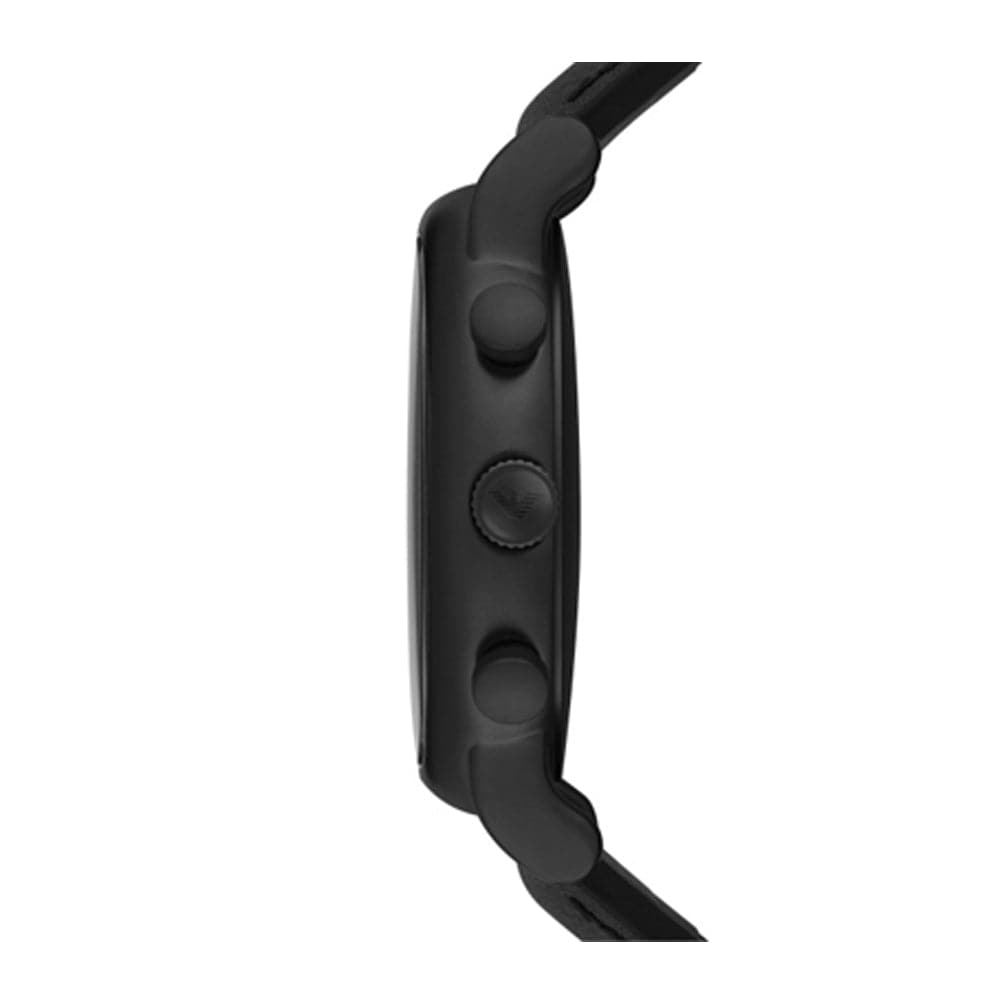 EMPORIO ARMANI CHRONOGRAPH BLACK STAINLESS STEEL AR1970 LEATHER STRAP MEN'S WATCH - H2 Hub Watches