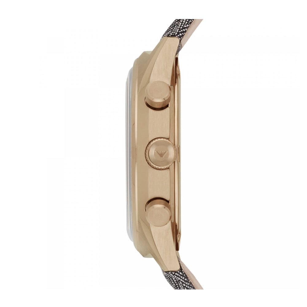 EMPORIO ARMANI CHRONOGRAPH ROSE GOLD STAINLESS STEEL AR1976 BLUE LEATHER STRAP MEN'S WATCH - H2 Hub Watches