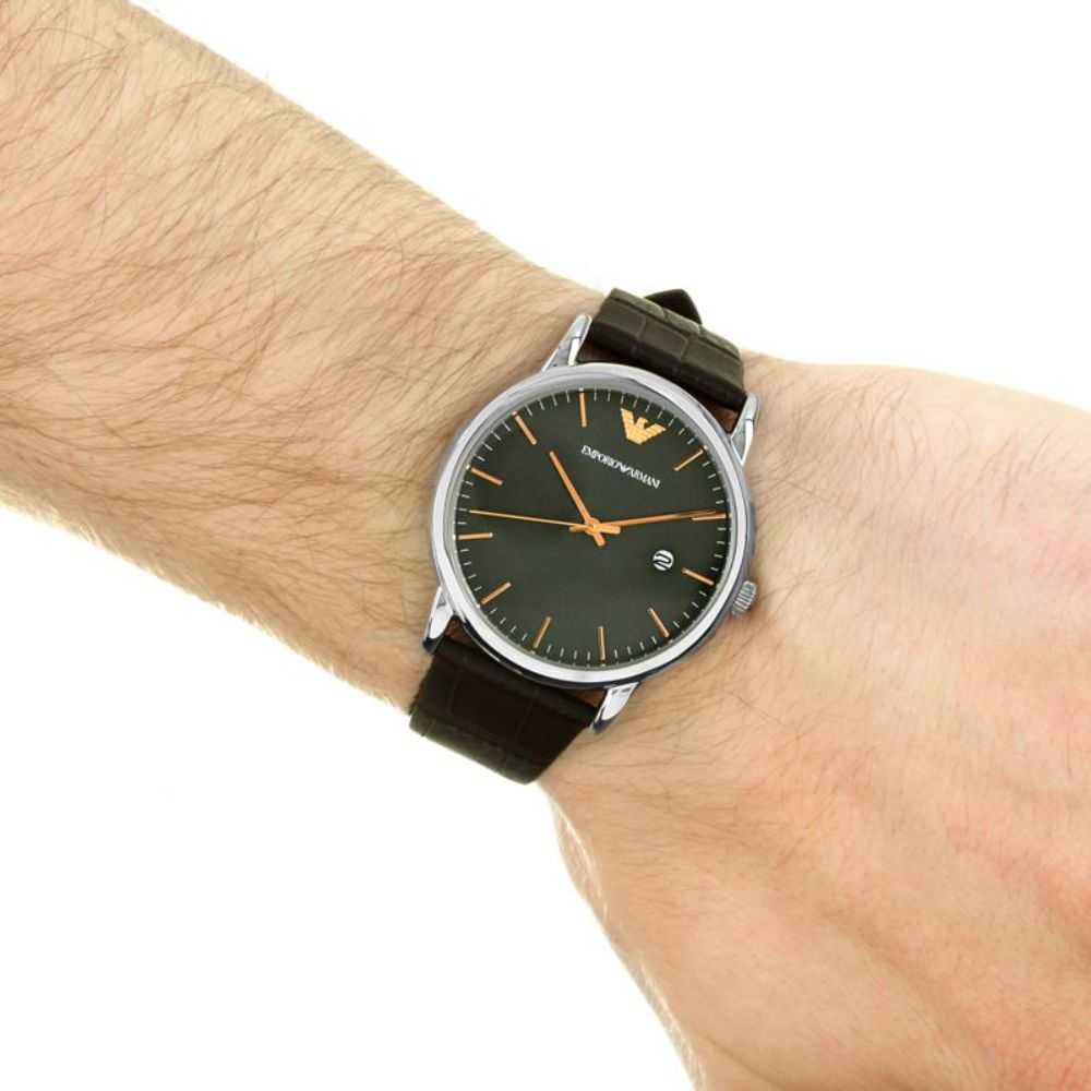 EMPORIO ARMANI AR1996 LUIGI BROWN LEATHER STRAP MEN'S WATCH - H2 Hub Watches