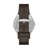 EMPORIO ARMANI ANALOG QUARTZ SILVER STAINLESS STEEL AR1999 BROWN LEATHER STRAP MEN'S WATCH - H2 Hub Watches