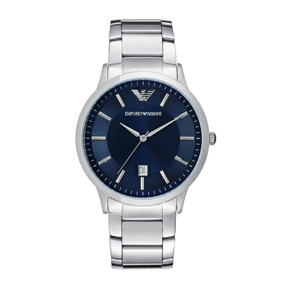 EMPORIO ARMANI ANALOG QUARTZ SILVER STAINLESS STEEL AR2477 MEN'S WATCH - H2 Hub Watches