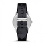 EMPORIO ARMANI ANALOG QUARTZ SILVER STAINLESS STEEL BLACK LEATHER STRAP AR2500 MEN'S WATCH - H2 Hub Watches