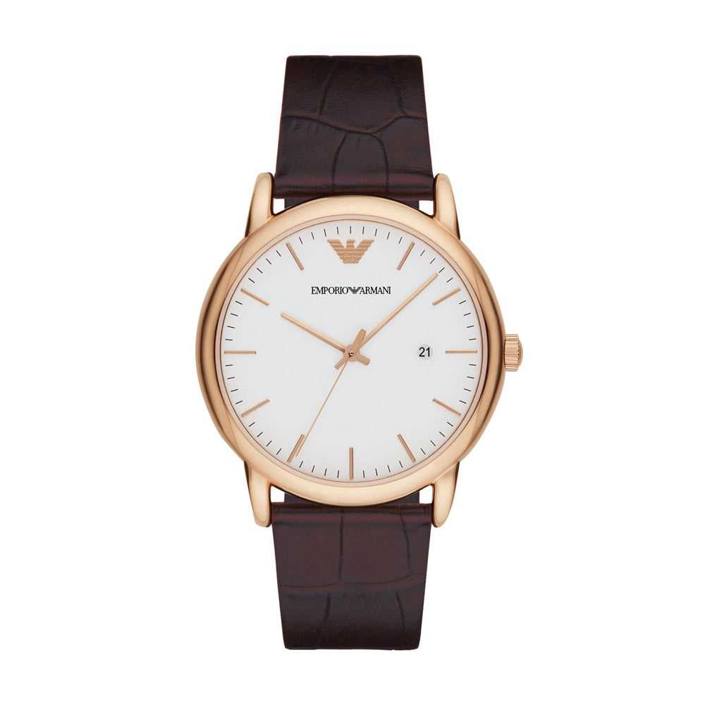 EMPORIO ARMANI AR2502 BROWN LEATHER STRAP MEN'S WATCH - H2 Hub Watches