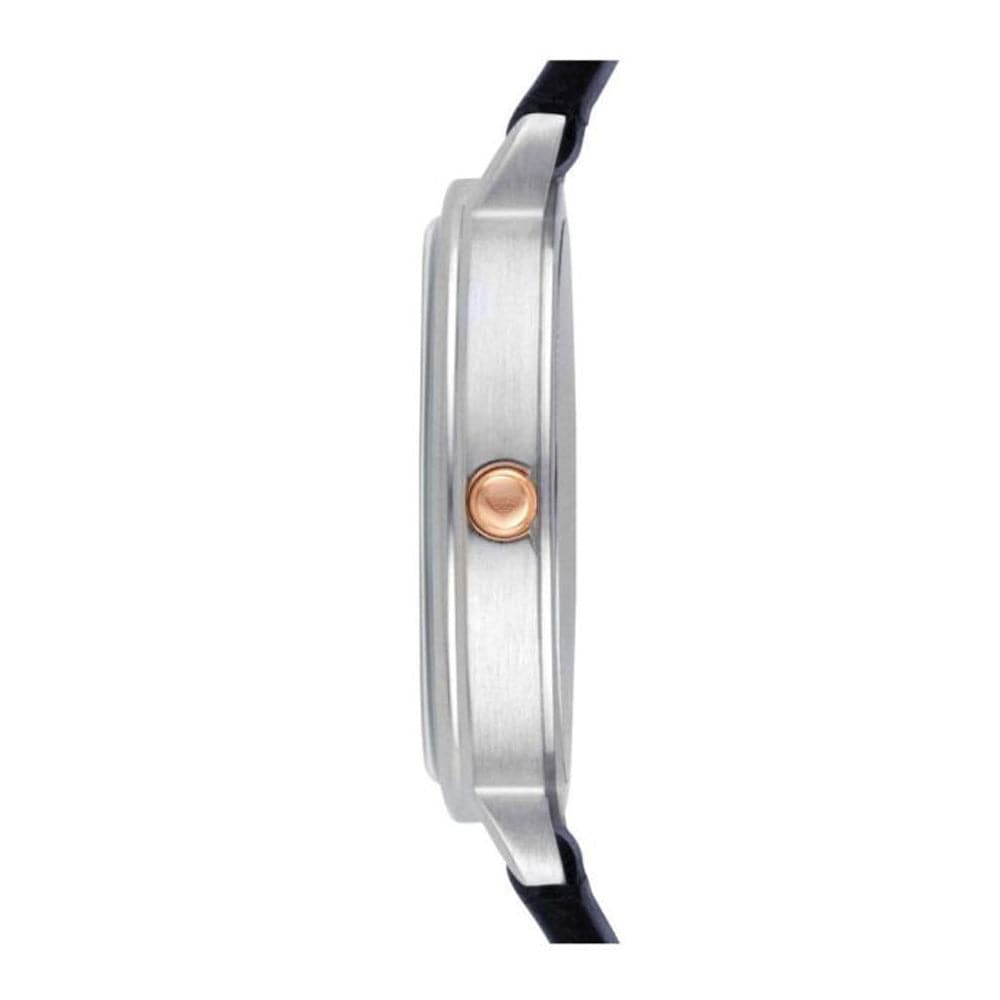 EMPORIO ARMANI ANALOG QUARTZ SILVER STAINLESS STEEL AR2509 BLUE LEATHER STRAP WOMEN'S WATCH - H2 Hub Watches