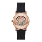 EMPORIO ARMANI MECHANICAL ROSE GOLD STAINLESS STEEL AR60004 BLACK LEATHER STRAP MEN'S WATCH - H2 Hub Watches
