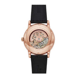 EMPORIO ARMANI MECHANICAL ROSE GOLD STAINLESS STEEL AR60004 BLACK LEATHER STRAP MEN'S WATCH - H2 Hub Watches
