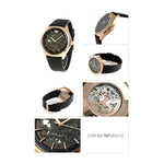 EMPORIO ARMANI MECHANICAL ROSE GOLD STAINLESS STEEL AR60004 BLACK LEATHER STRAP MEN'S WATCH - H2 Hub Watches