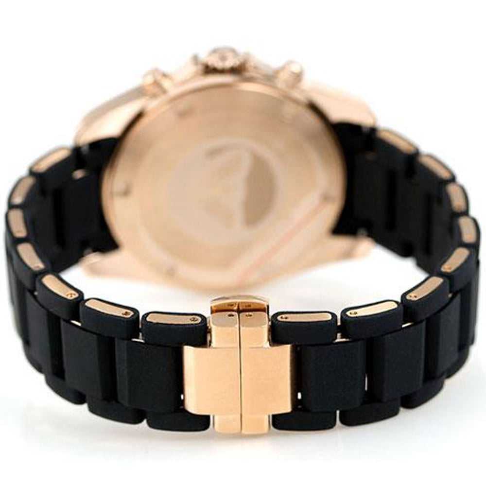 EMPORIO ARMANI CHRONOGRAPH ROSE GOLD STAINLESS STEEL AR6066 BLACK STRAP MEN'S WATCH - H2 Hub Watches