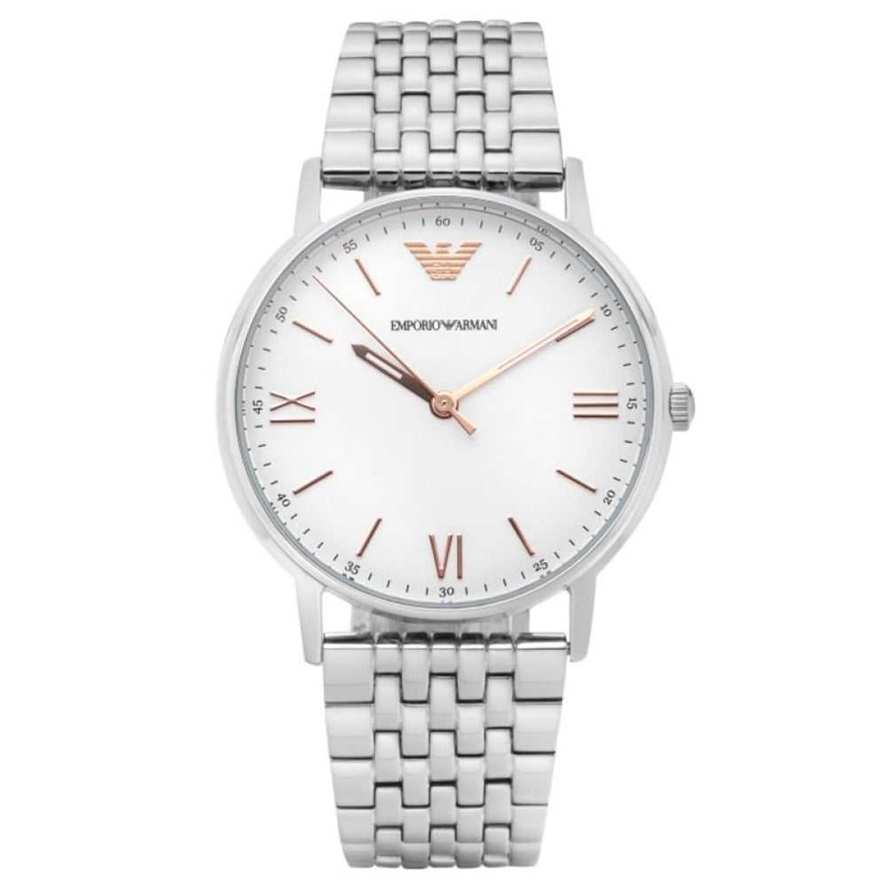 EMPORIO ARMANI QUARTZ SILVER STAINLESS STEEL AR80014 UNISEX WATCH - H2 Hub Watches